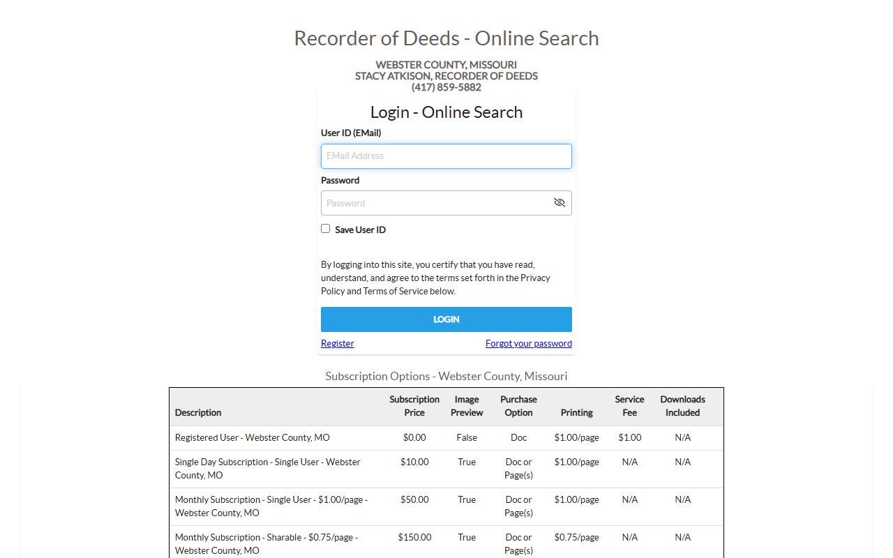 Webster County Circuit Clerk records iCounty recorder portal