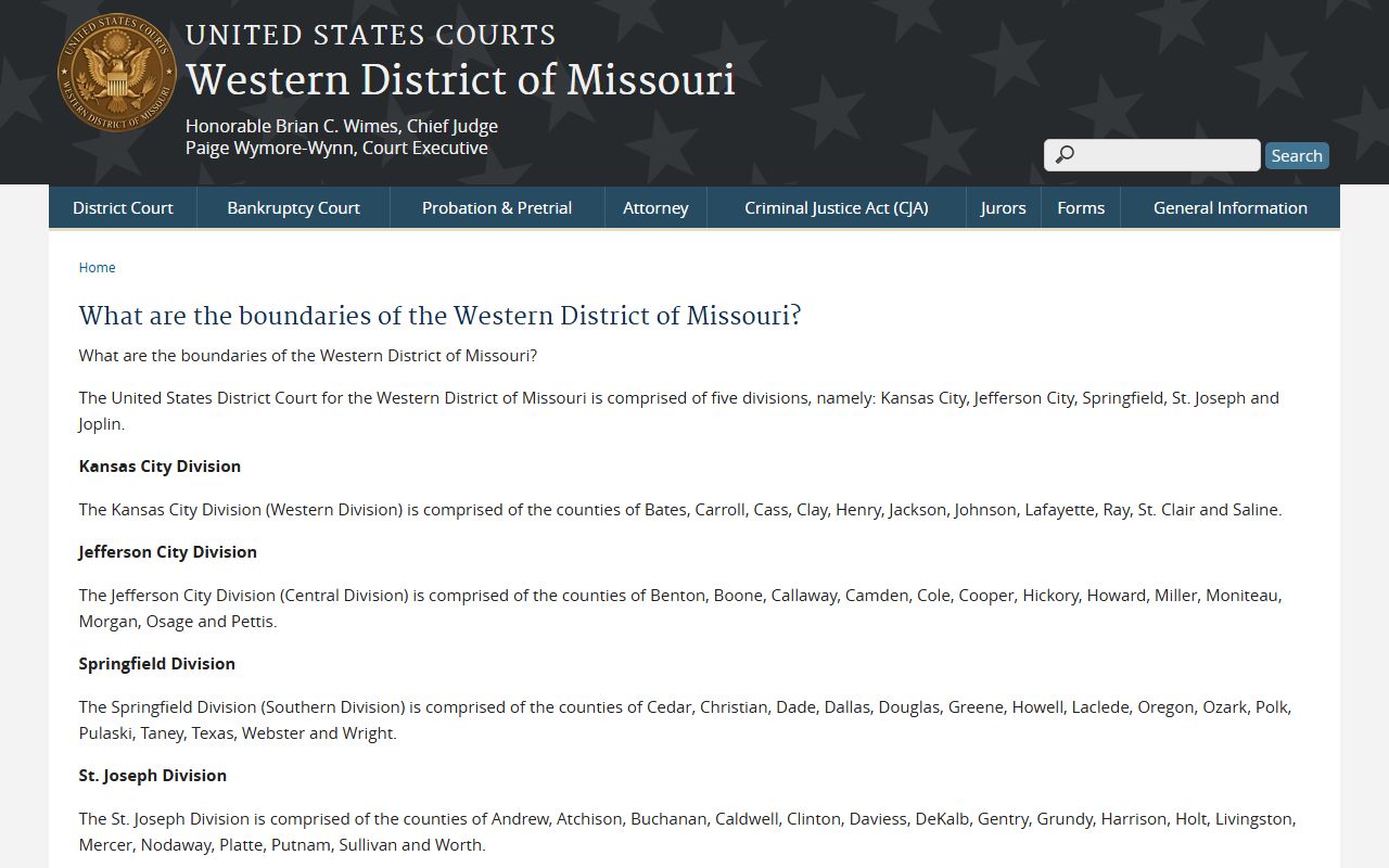 Webster County court dockets federal division boundary