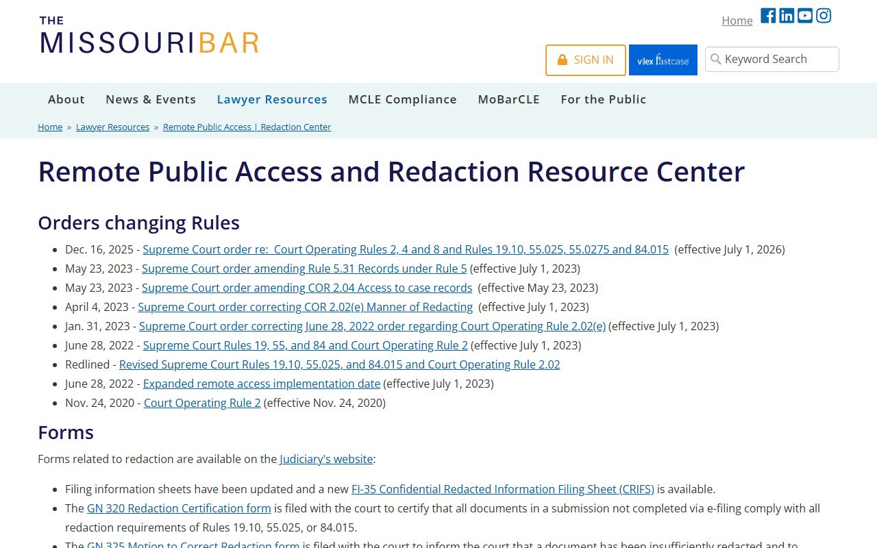Webster County court records remote public access redaction resource