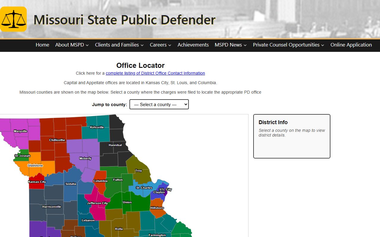 Webster County criminal court records Public Defender office locator