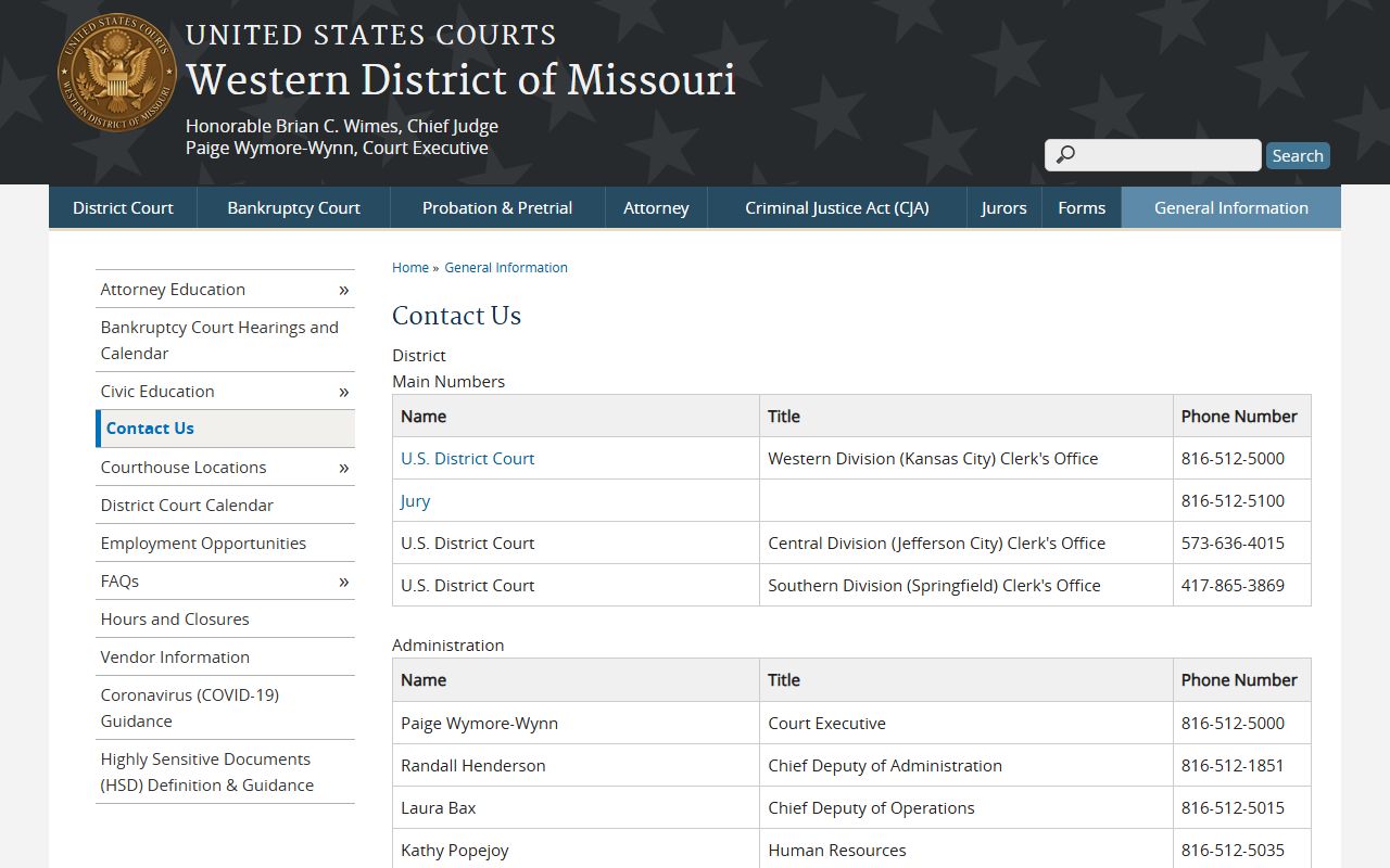 Webster County Circuit Court Western District contact records