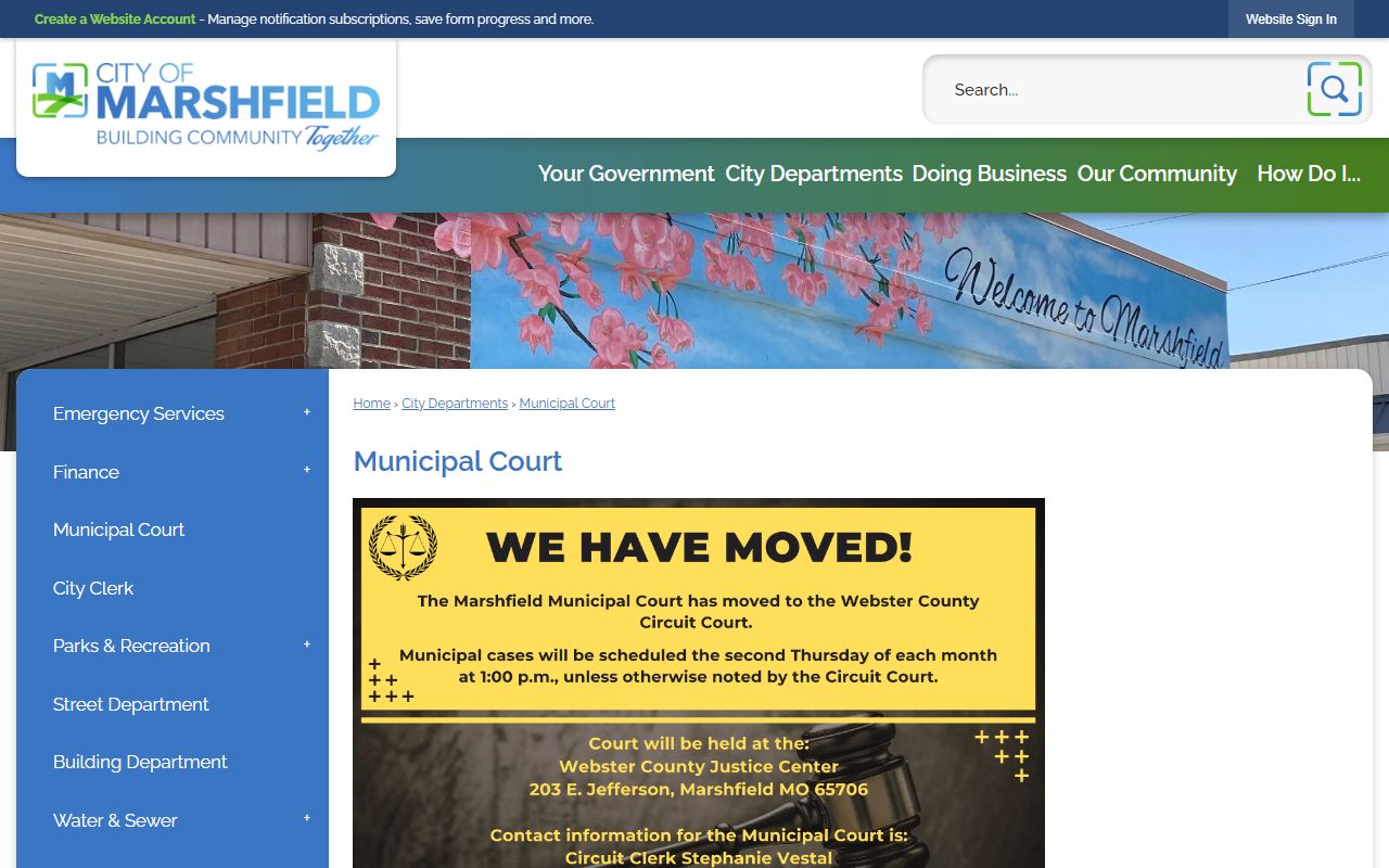 Webster County Court Marshfield municipal traffic records