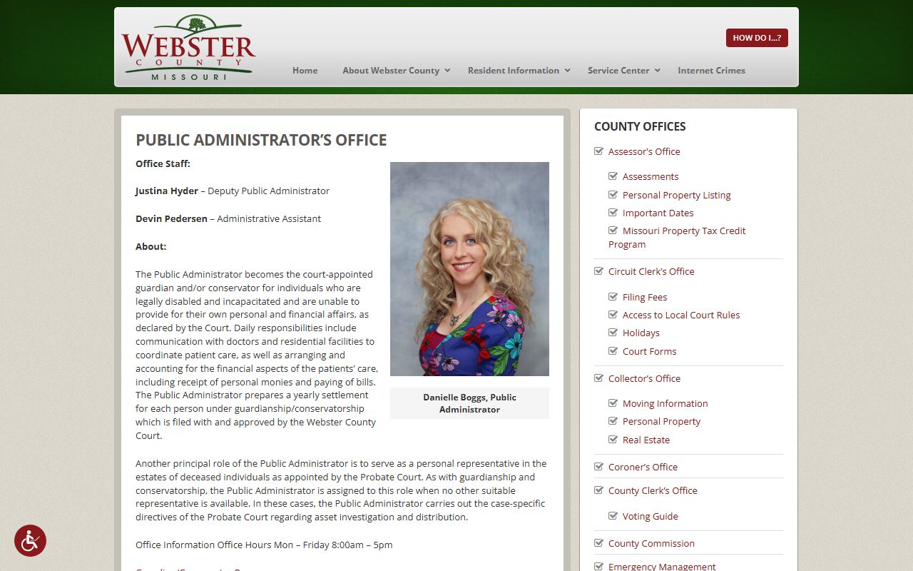 Webster County probate records Public Administrator office