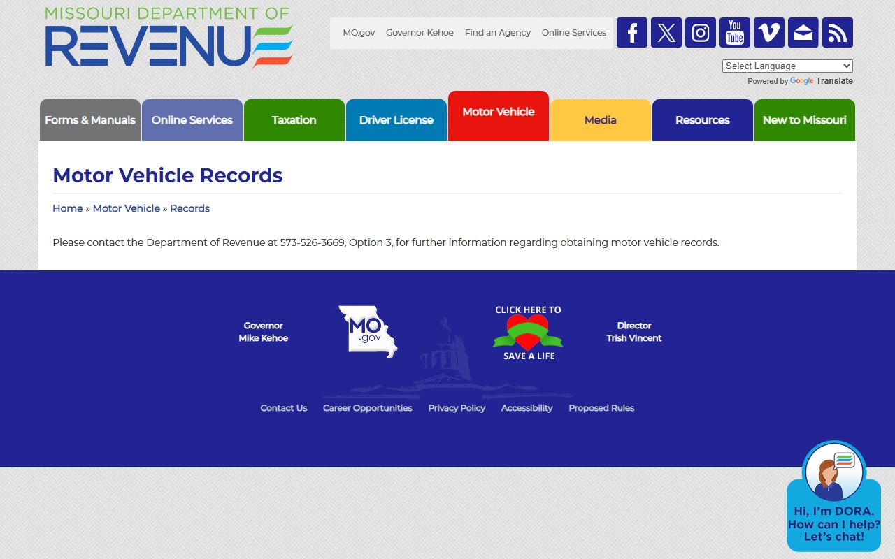 Webster County traffic court records Missouri DOR motor vehicle records