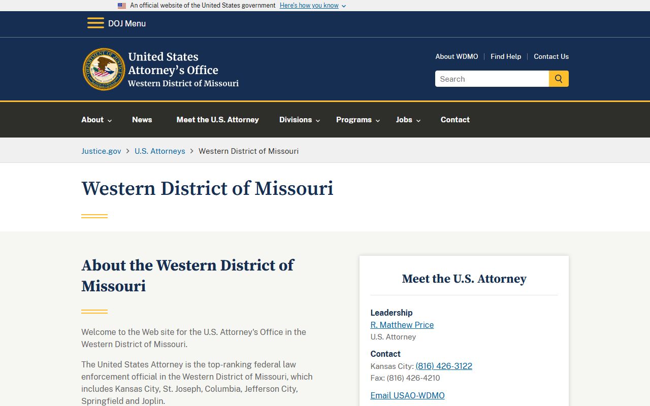 Webster County warrant records U.S. Attorney Western District